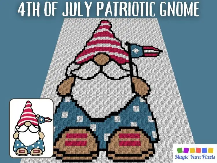BLOG PREVIEW POSTER - Patriotic Gnome 4th Of July _ Magic Yarn Pixels