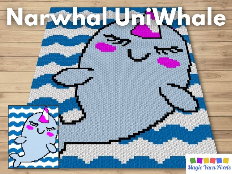 BLOG PREVIEW POSTER - Narwhal UniWhale | Magic Yarn Pixels
