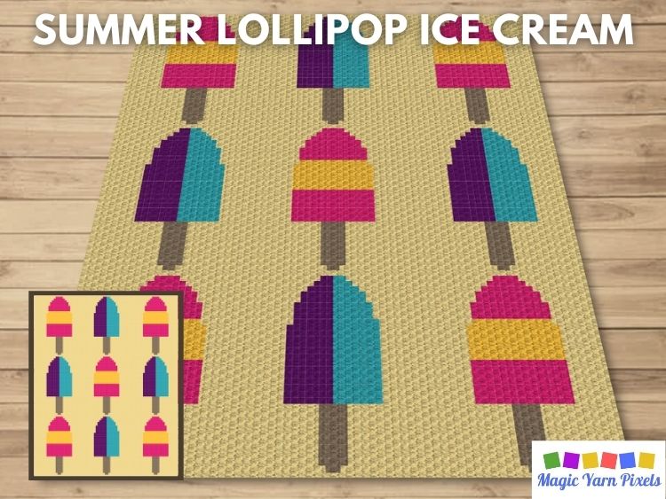 BLOG PREVIEW POSTER - Summer Lollipop Ice Cream | Magic Yarn Pixels
