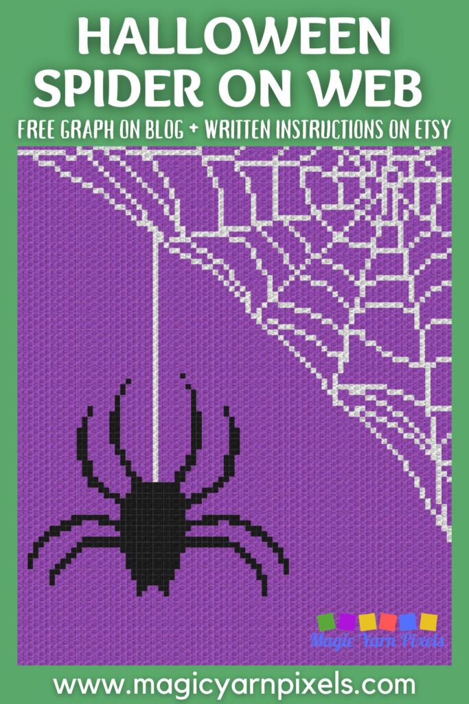 MAIN BLOG PIN - Halloween Spider On Web | Magic Yarn Pixels
