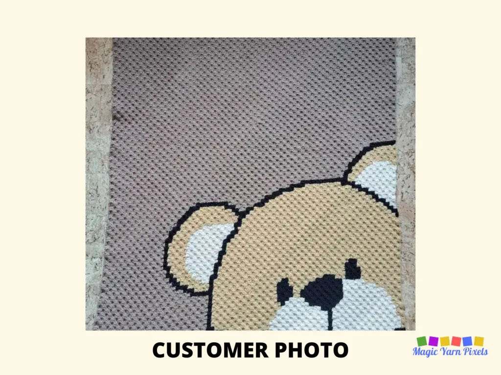 SHOP PHOTO - Peek-a-boo Teddy Bear - Magic Yarn Pixels