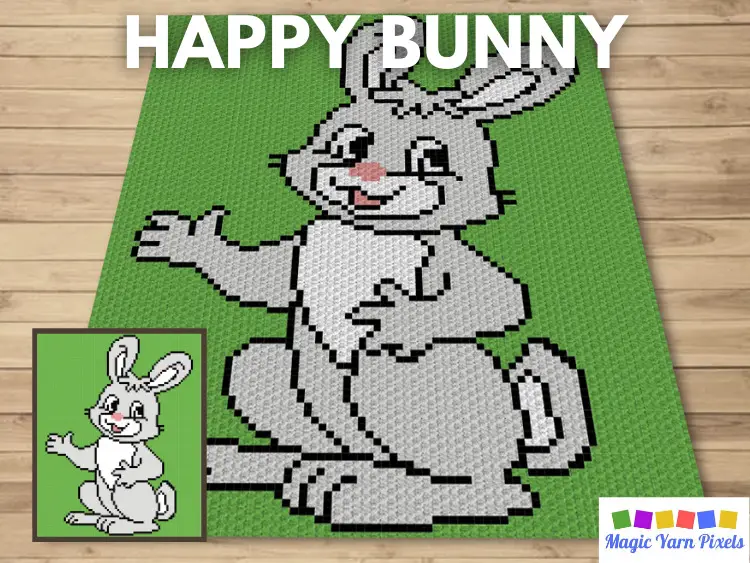 Happy Bunny C2C Crochet Pattern & Free Graph - Magic Yarn Pixels