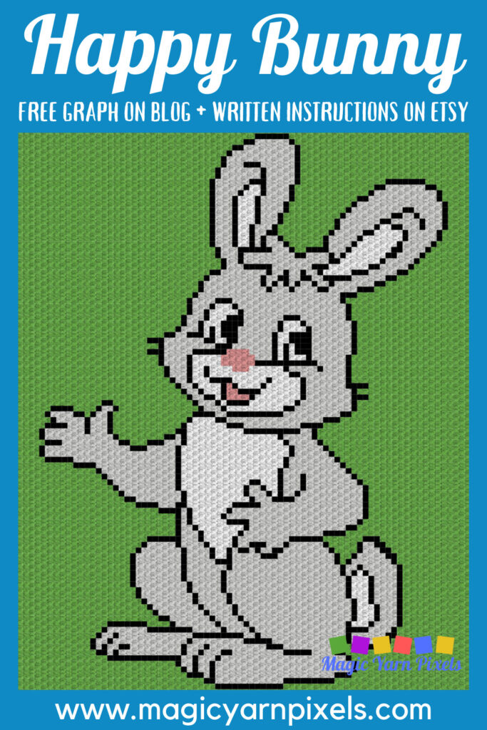 Happy Bunny C2C Crochet Pattern & Free Graph - Magic Yarn Pixels