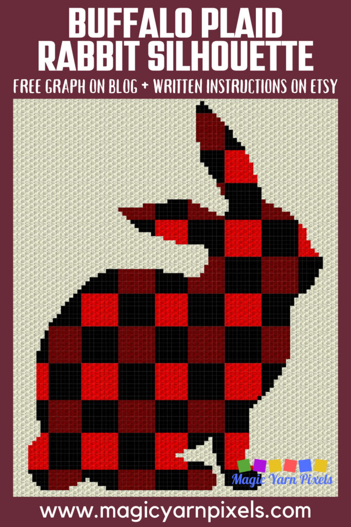 MAIN BLOG PIN - Buffalo Plaid Rabbit Silhouette | Magic Yarn Pixels