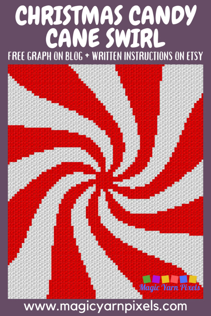 MAIN BLOG PIN - Christmas Candy Cane Swirl | Magic Yarn Pixels