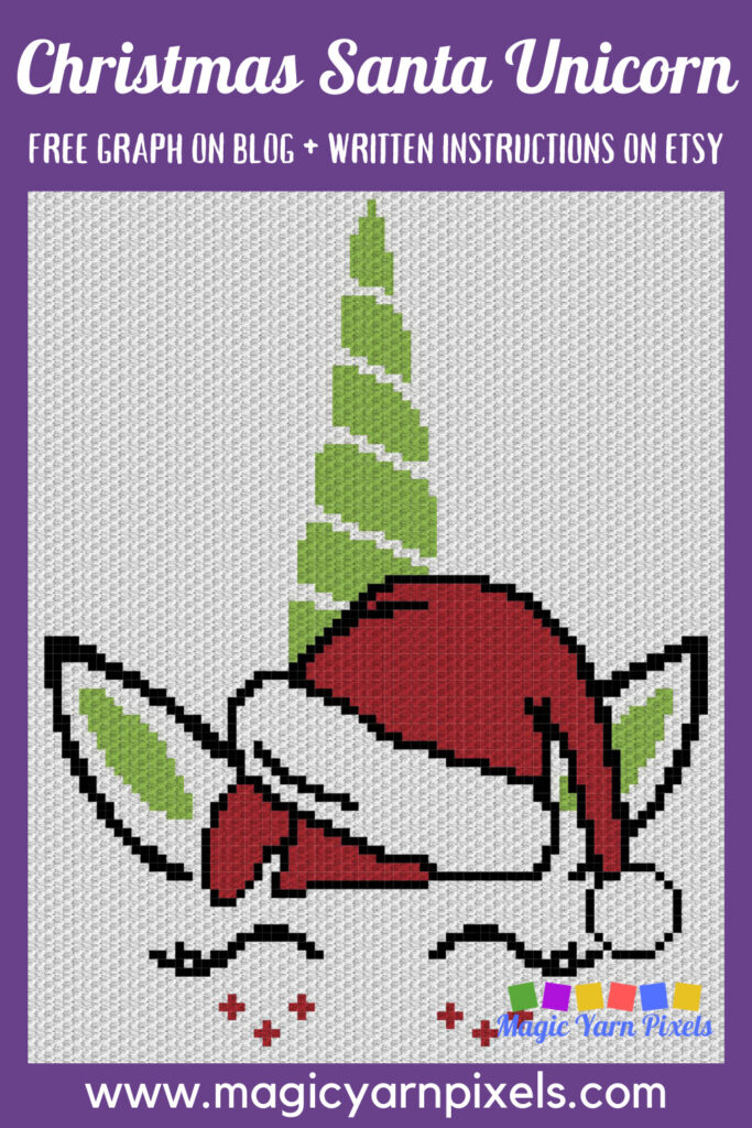 Christmas Santa Unicorn | Magic Yarn Pixels