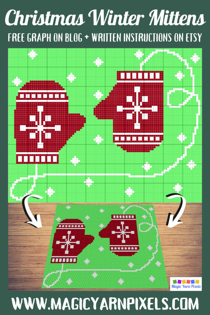 MAIN BLOG PIN - Christmas Winter Mittens | Magic Yarn Pixels