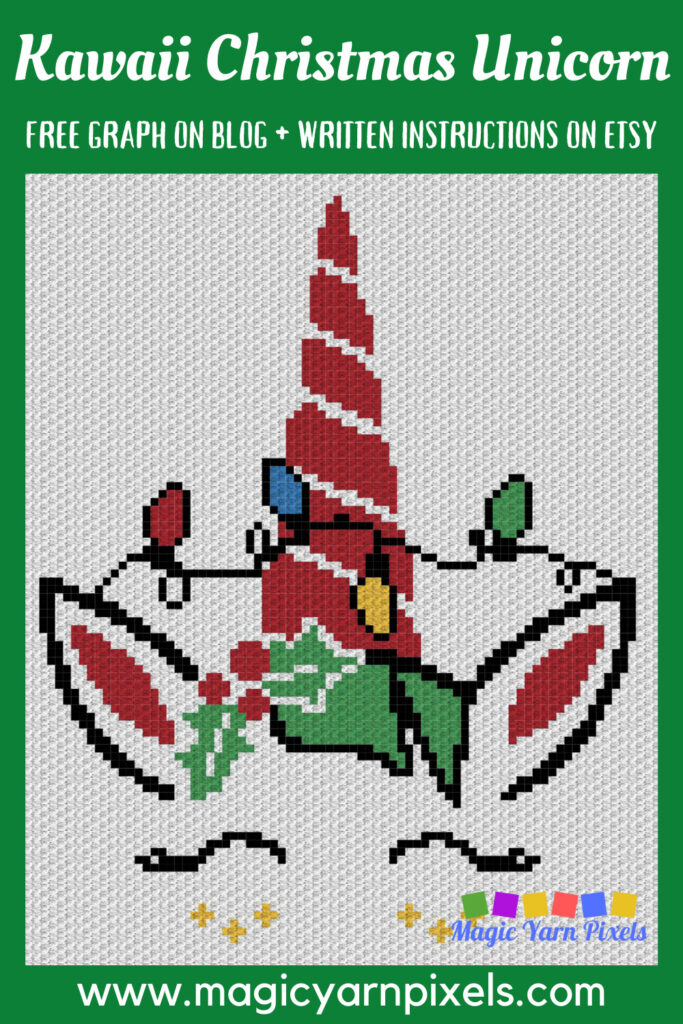 MAIN BLOG PIN - Kawaii Christmas Unicorn | Magic Yarn Pixels