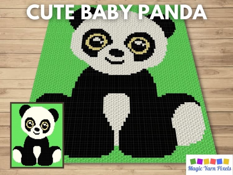 Cute Baby Panda C2C Crochet Pattern & Free Graph - Magic Yarn Pixels
