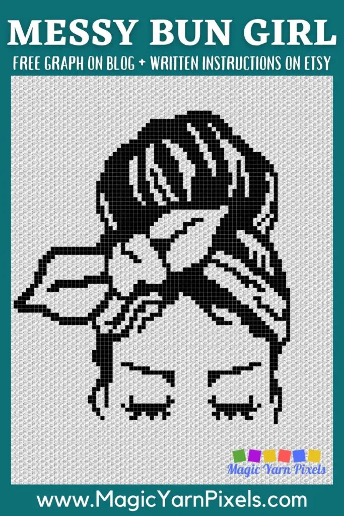 MAIN BLOG PIN - Messy Bun Girl Magic Yarn Pixels