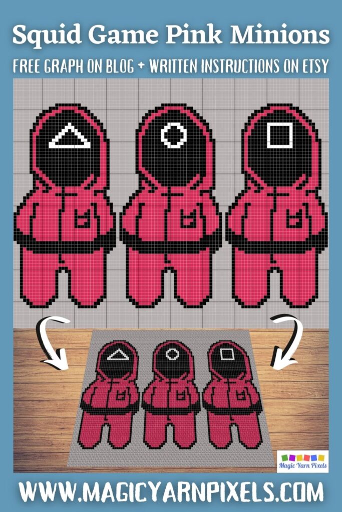 MAIN BLOG PIN - Squid Game Pink Minions Magic Yarn Pixels