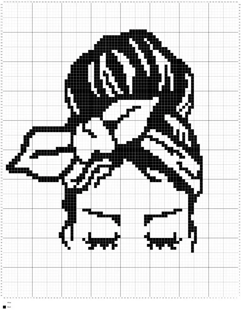 Messy Bun Girl by Magic Yarn Pixels - With Legend