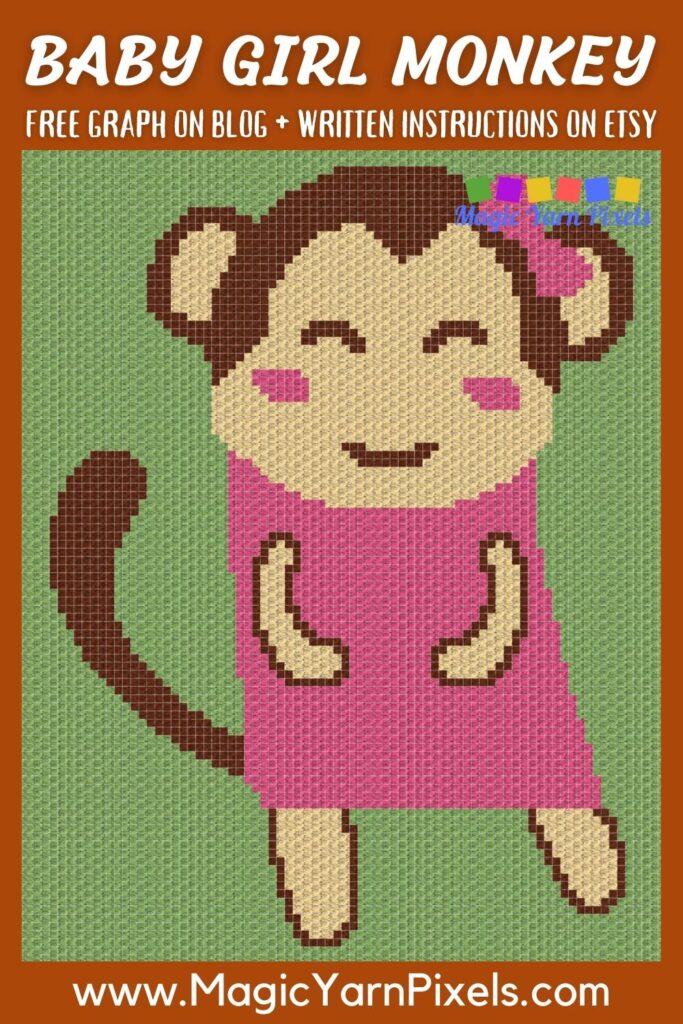 MAIN BLOG PIN - Baby Girl Monkey Magic Yarn Pixels