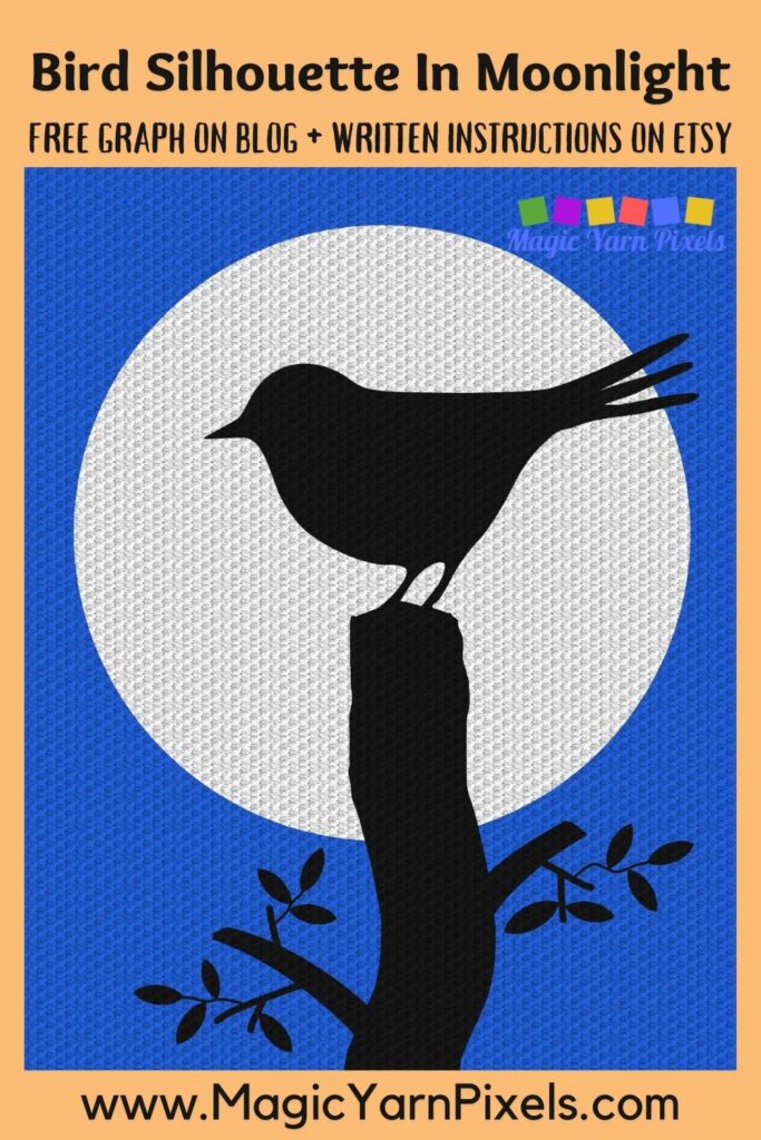 MAIN BLOG PIN - Bird Silhouette In Moonlight Magic Yarn Pixels