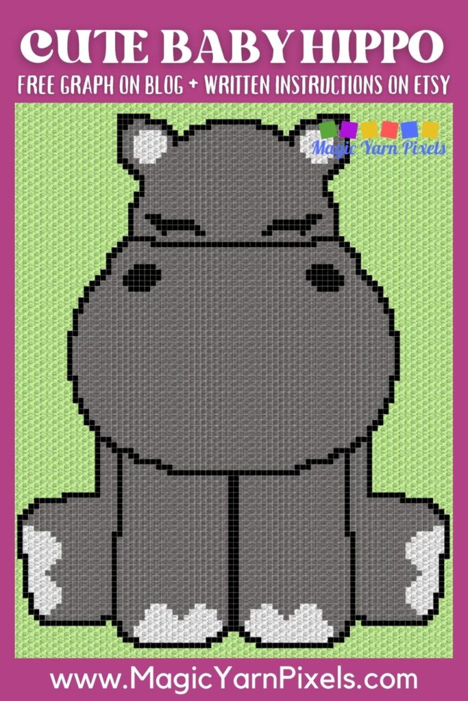 MAIN BLOG PIN - Cute Baby Hippo Magic Yarn Pixels