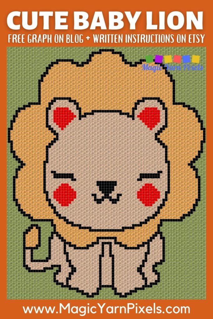 MAIN BLOG PIN - Cute Baby Lion Magic Yarn Pixels