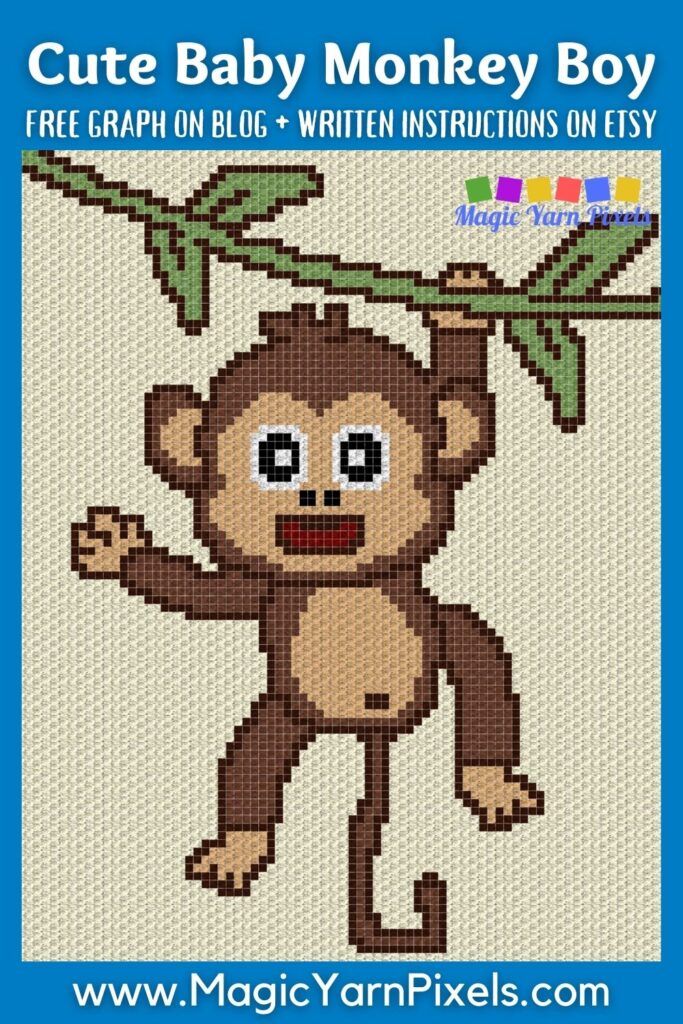MAIN BLOG PIN - Cute Baby Monkey Boy Magic Yarn Pixels