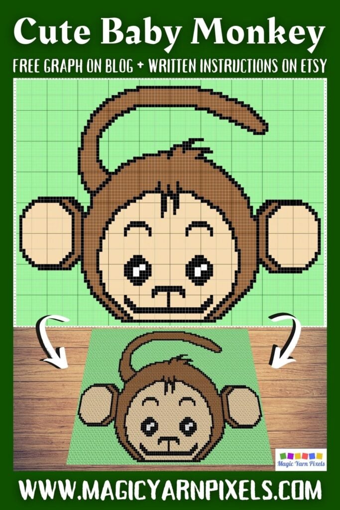 MAIN BLOG PIN - Cute Baby Monkey Magic Yarn Pixels