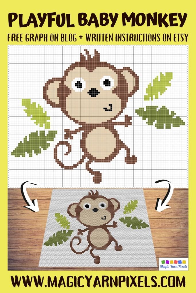 MAIN BLOG PIN - Playful Baby Monkey Magic Yarn Pixels