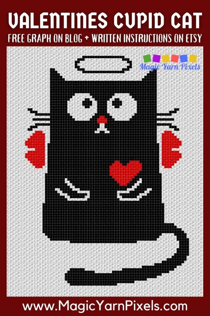 MAIN BLOG PIN - Valentines Cupid Cat Magic Yarn Pixels