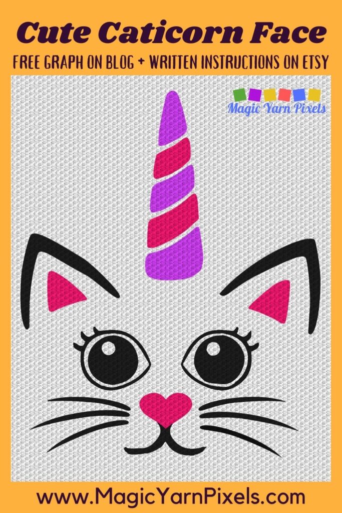 MAIN BLOG PIN - Cute Caticorn Face Magic Yarn Pixels