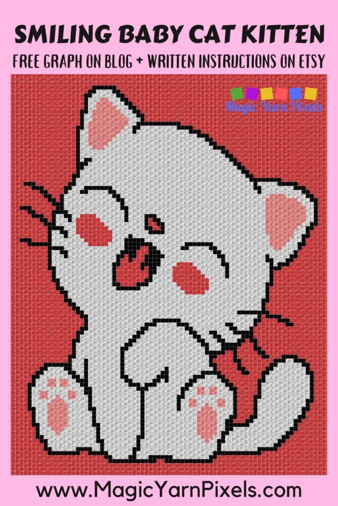 MAIN BLOG PIN - Smiling Baby Cat Kitten Magic Yarn Pixels