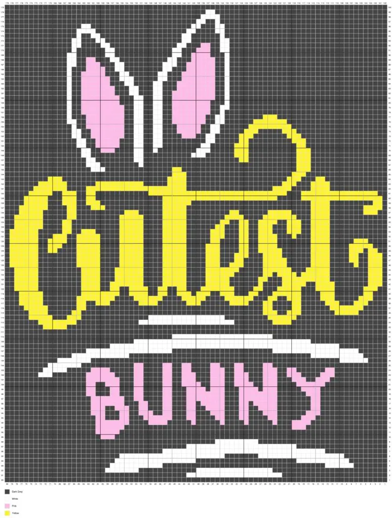 Cutest Bunny by Magic Yarn Pixels - WITH GRID AND LEGEND