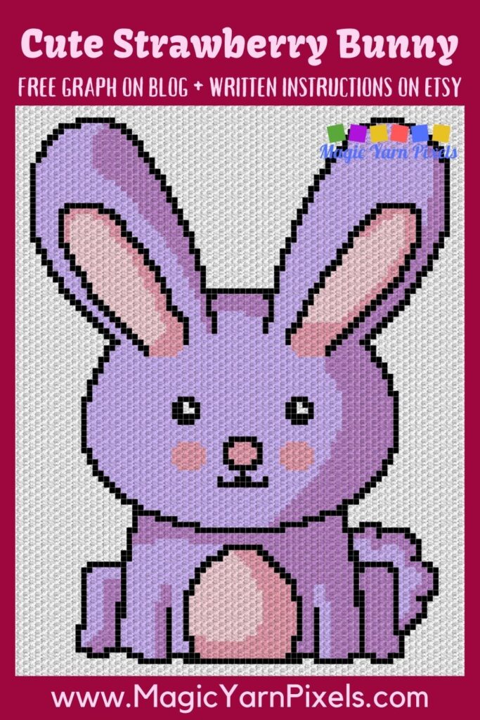 MAIN BLOG PIN - Cute Strawberry Bunny Magic Yarn Pixels