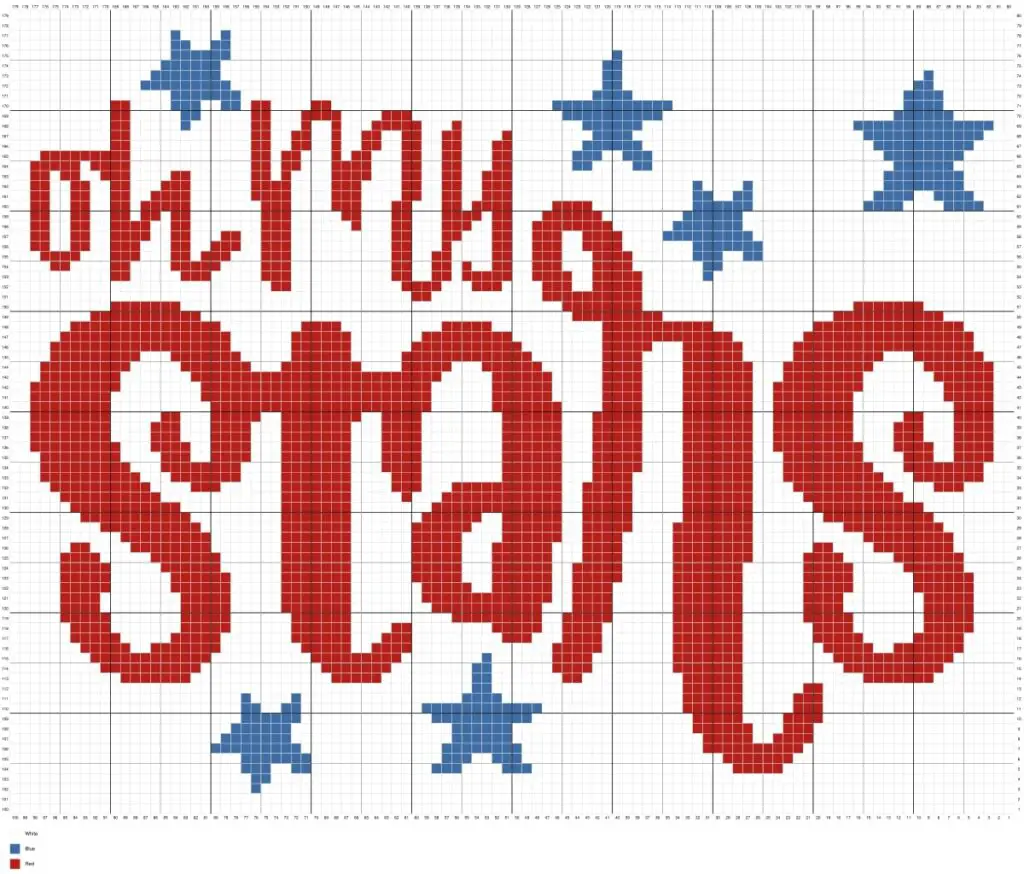 4Th Of July Oh My Stars by Magic Yarn Pixels - WITH GRID AND LEGEND