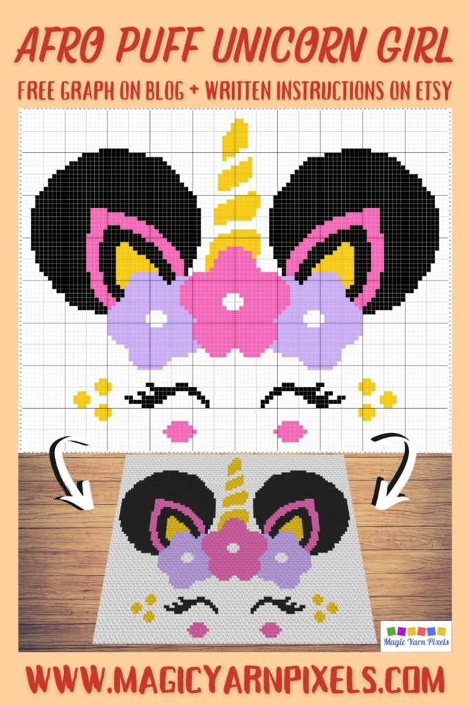 MAIN BLOG PIN - Afro Puff Unicorn Girl Magic Yarn Pixels