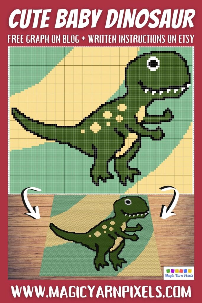 MAIN BLOG PIN - Cute Baby Dinosaur Magic Yarn Pixels