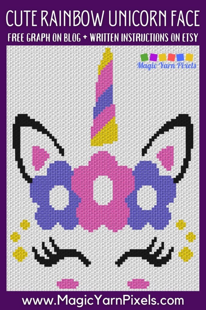 MAIN BLOG PIN - Cute Rainbow Unicorn Face Magic Yarn Pixels