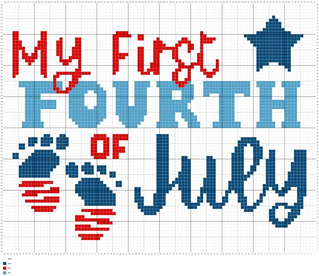 My First Fourth Of July by Magic Yarn Pixels - WITH GRID AND LEGEND