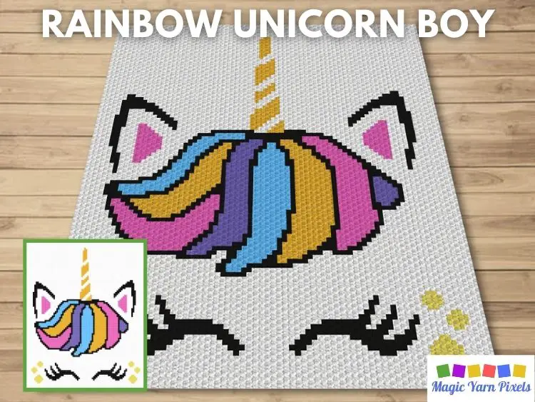Rainbow Unicorn Boy C2C Crochet Pattern & Free Graph