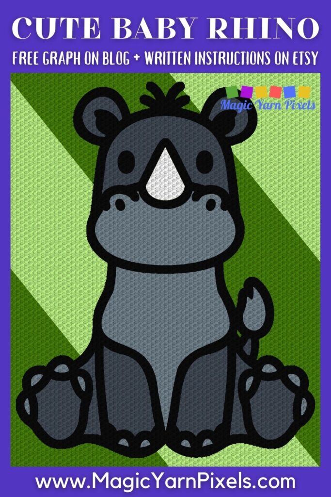 MAIN BLOG PIN - Cute Baby Rhino Magic Yarn Pixels