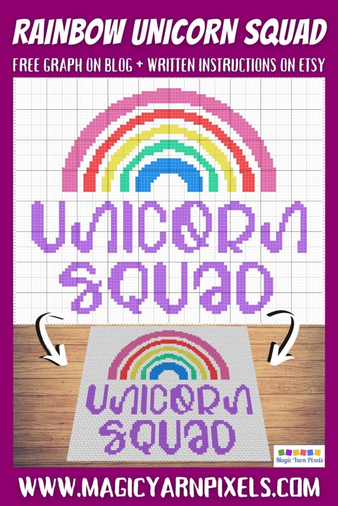 MAIN BLOG PIN - Rainbow Unicorn Squad Magic Yarn Pixels