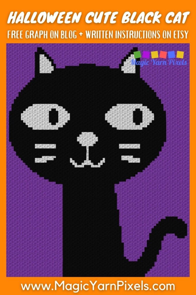 MAIN BLOG PIN - Halloween Cute Black Cat Magic Yarn Pixels