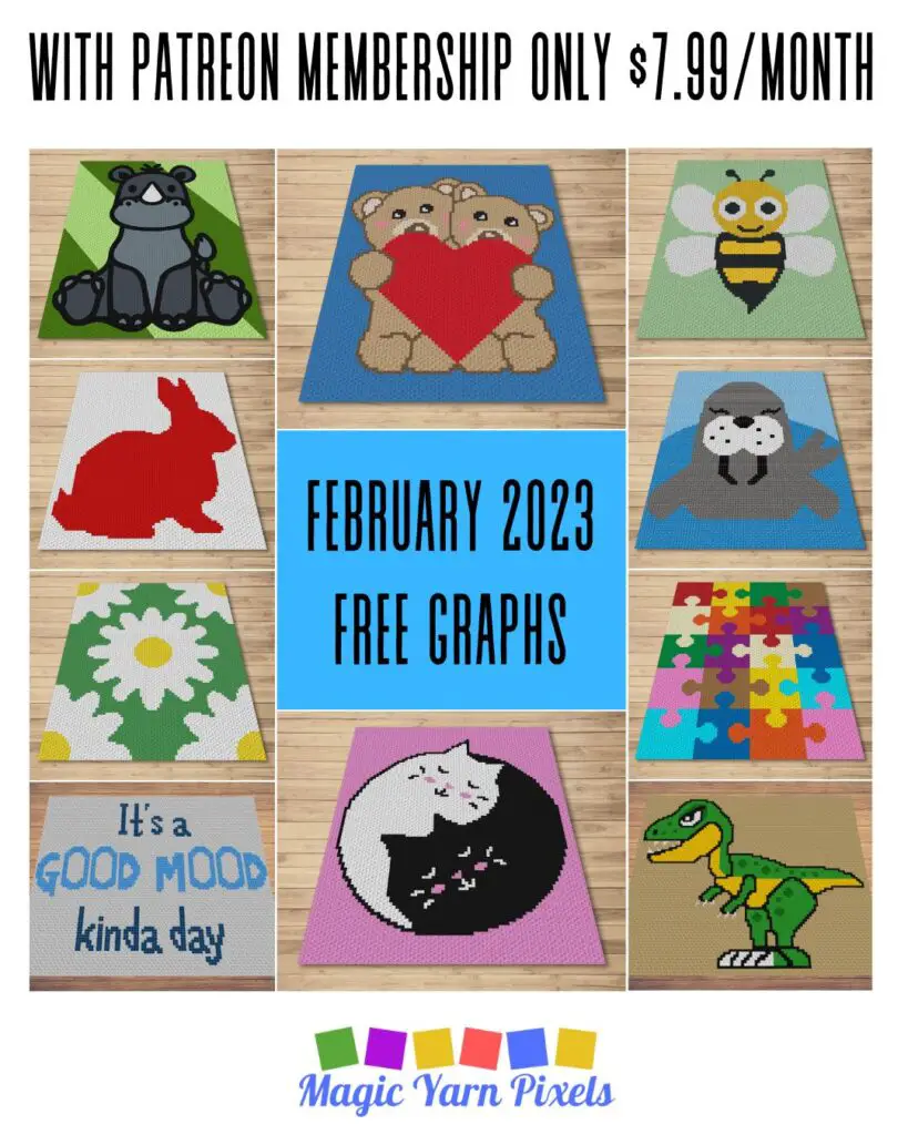 Magic Yarn Pixels PATREON DIAMOND Collage - FEBRUARY 2023