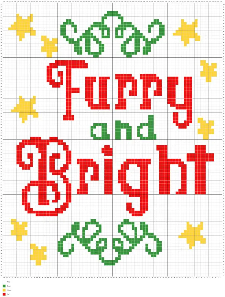 Furry And Bright by Magic Yarn Pixels - WITH GRID AND LEGEND