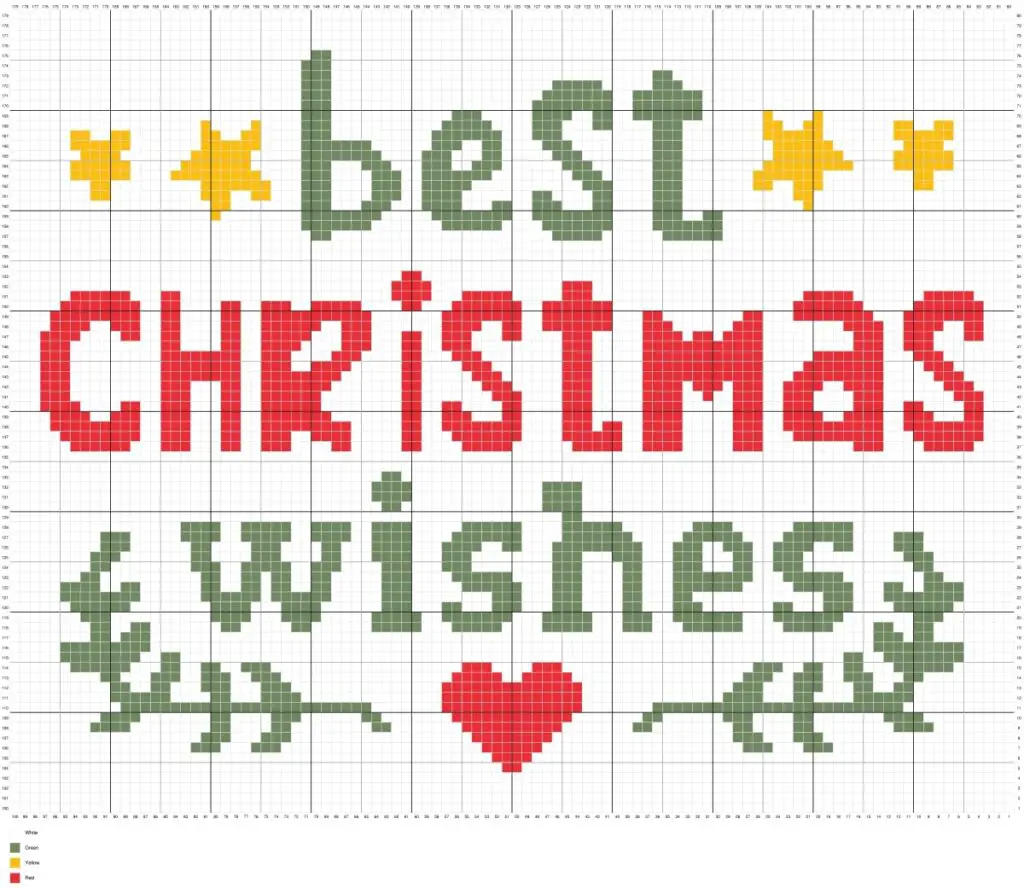 Best Christmas Wishes by Magic Yarn Pixels - WITH GRID AND LEGEND