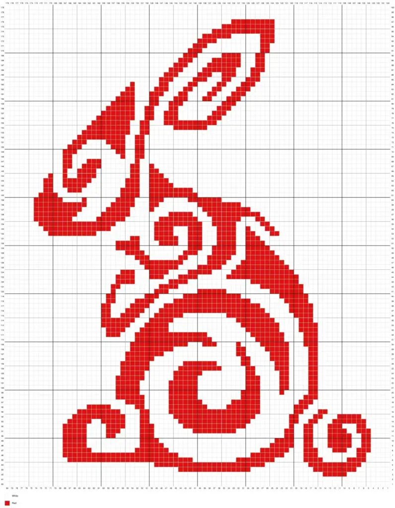Chinese Zodiac Rabbit by Magic Yarn Pixels - WITH GRID AND LEGEND