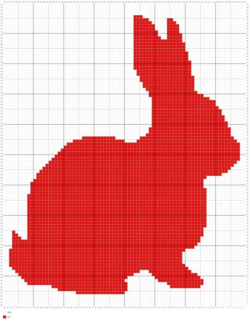 Zodiac Lucky Rabbit Silhouette by Magic Yarn Pixels - WITH GRID AND LEGEND