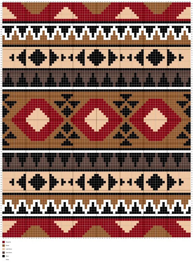 Aztec Tribal Pattern by Magic Yarn Pixels - WITH GRID AND LEGEND