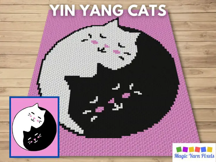 Yin Yang Cats C2C Crochet Pattern & Free Graph