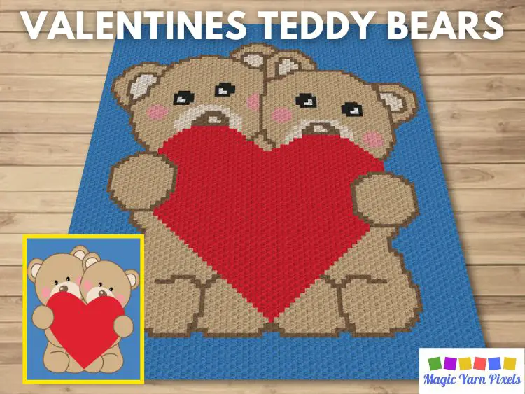 BLOG PREVIEW POSTER - Valentines Teddy Bears - Magic Yarn Pixels