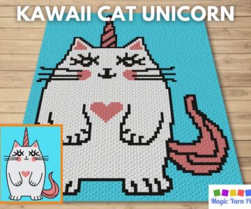 BLOG PREVIEW POSTER - Kawaii Cat Unicorn - Magic Yarn Pixels