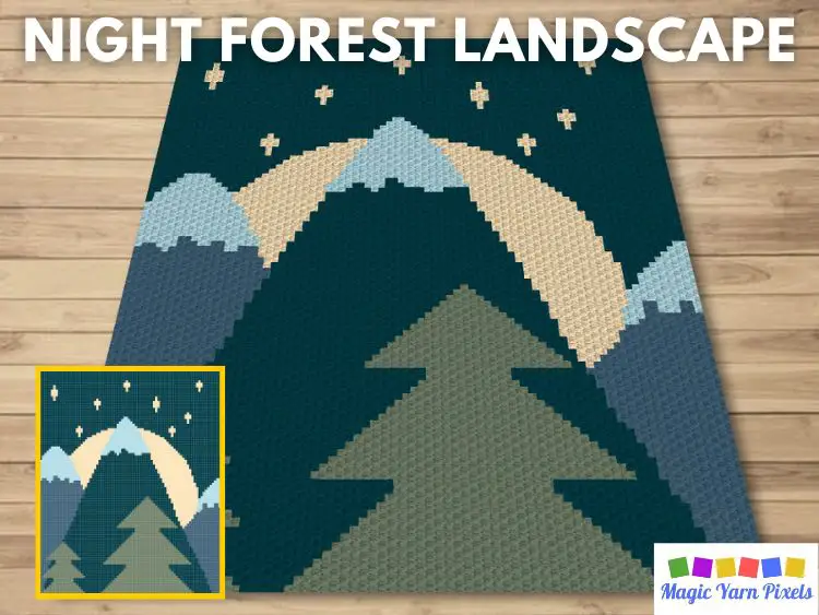 BLOG PREVIEW POSTER - Night Forest Landscape - Magic Yarn Pixels