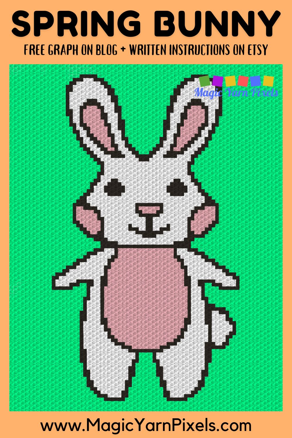 Spring Bunny C2C Crochet Pattern & Free Graph - Magic Yarn Pixels