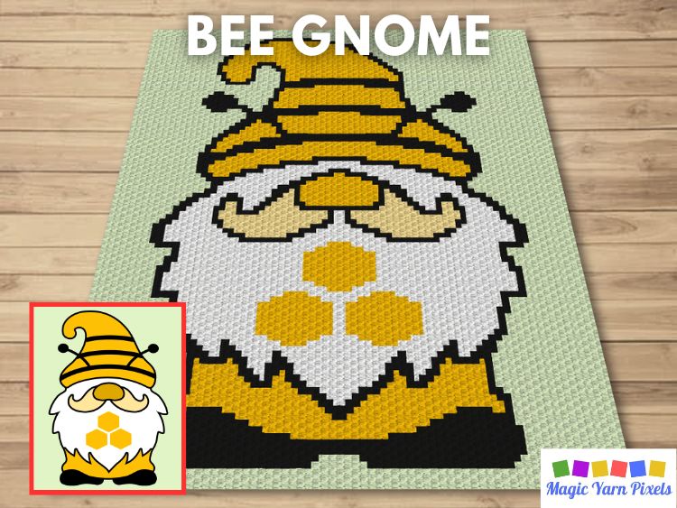 BLOG PREVIEW POSTER - Bee Gnome - Magic Yarn Pixels