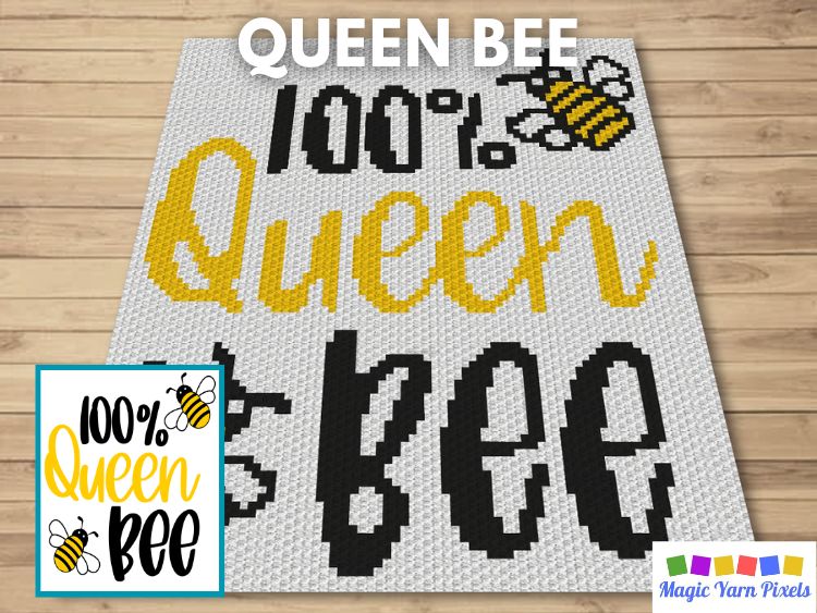 BLOG PREVIEW POSTER - Queen Bee - Magic Yarn Pixels
